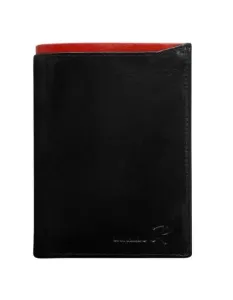 Černá pánská kožená peněženka s červeným lemováním