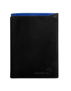 Černá pánská kožená peněženka s modrým modulem