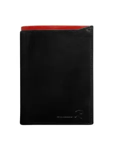 Pánská kožená peněženka černá s červeným lemováním