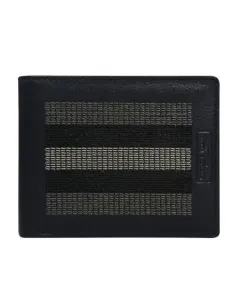 Tmavě modrá kožená peněženka s šedým prošíváním