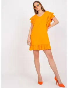 Dámské šaty s volánem a nášivkou na rukávech MELANTHA oranžové
