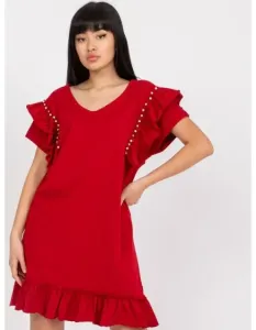 Dámské šaty s volánem bavlněné mini SHARRON bordó