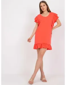 Dámské šaty s volánky mini EVONNA korálové