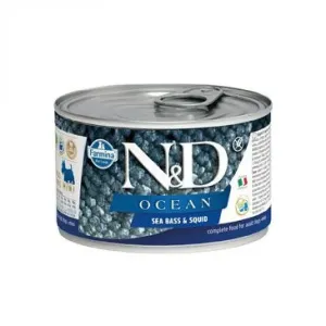 N&D dog OCEAN konz. ADULT MINI sea bass/squid - 140g / expirace 3/2022