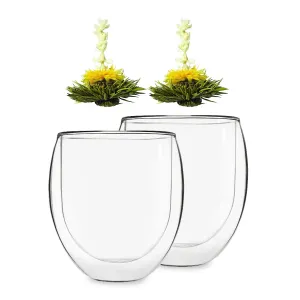 Feelino Ice, dvoustěnná sklenice, 2 x 320 ml, borosilikátové sklo, s čajovými květy #761694