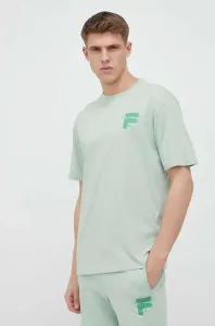 Bavlněné tričko Fila tyrkysová barva, s potiskem