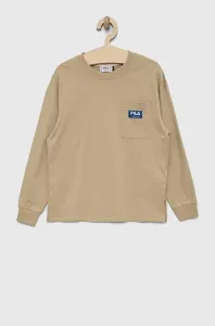 Dětská bavlněná košile s dlouhým rukávem Fila béžová barva, s aplikací #5018575
