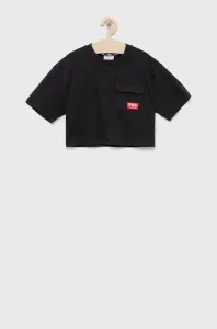 Dětské bavlněné tričko Fila černá barva #1986113