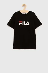 Dětské bavlněné tričko Fila černá barva, s potiskem #3596176