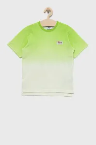 Dětské bavlněné tričko Fila zelená barva #4002775