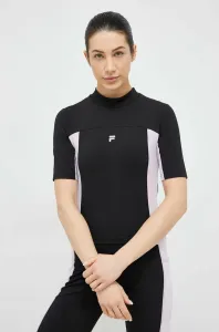 Tréninkové tričko Fila Riva černá barva, s pologolfem