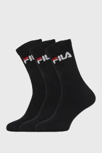 3 PACK černých vysokých ponožek  35-38 FILA