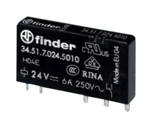 Finder 345170600010 Power Relay, Spdt, 60Vdc, 6A, Th