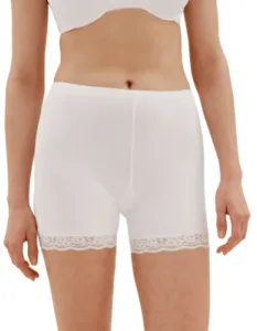 FINE WOMAN Dámské vyšší bavlněné boxerky s krajkou 703-3K Barva/Velikost: bílá / L/XL