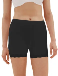 FINE WOMAN Dámské vyšší bavlněné boxerky s krajkou 703-3K Barva/Velikost: černá / L/XL