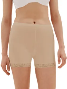 FINE WOMAN Dámské vyšší bavlněné boxerky s krajkou 703-3K Barva/Velikost: tělová / L/XL
