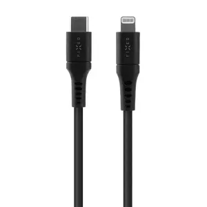 FIXED Nabíjecí a datový Liquid silicone kabel s konektory USB-C/Lightning a podporou PD, 1.2m, MFI FIXDLS-CL12-BK, černý