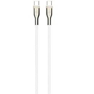 FIXED Cable USB-C/USB-C a podporou PD 1.2m USB 2.0 100W opletený bílý