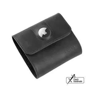 FIXED Kožená peněženka Classic Wallet for AirTag z pravé hovězí kůže černá