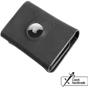 FIXED Tripple Wallet AirTag Kožená peněženka z pravé hovězí kůže černá