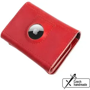 FIXED Tripple Wallet AirTag Kožená peněženka z pravé hovězí kůže červená