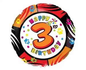 FLEXMETAL Balón foliový happy birthday  3. narozeniny 45 cm