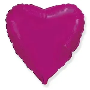 Balón foliový 45 cm  srdce tmavě růžové fuchsie - valentýn / svatba