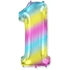 Balón foliový číslice duhová - rainbow - 102 cm - 1