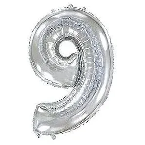 Balón foliový číslice stříbrná - silver 102 cm - 9