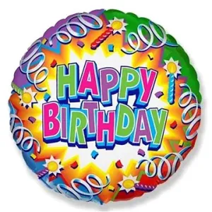 Balón foliový happy birthday - narozeniny - 45 cm