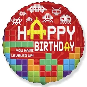 Balónek foliový happy birthday - narozeniny - minecraft - 45 cm
