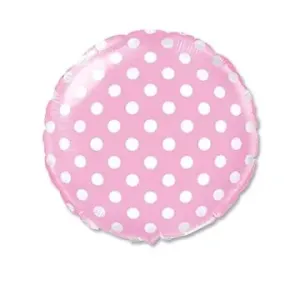 FLEXMETAL Balón foliový kulatý růžový s bílými puntíky 45 cm