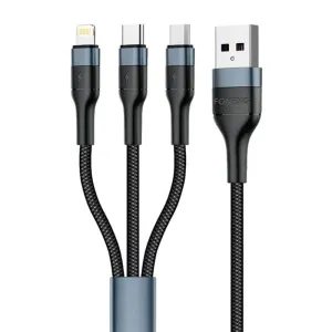 Kabel 3 v 1 z USB na USB-C / Micro USB / Lightning Foneng X51, 3A, 1 m (černý)