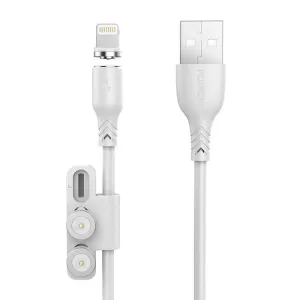 Magnetický kabel 3 v 1 z USB na USB-C / Lightning / Micro USB Foneng X62, 2,4 A, 1 m (bílý)