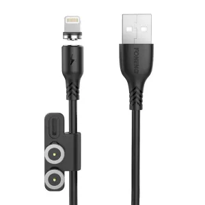 Magnetický kabel 3 v 1 z USB na USB-C / Lightning / Micro USB Foneng X62, 2,4 A, 1 m (černý)
