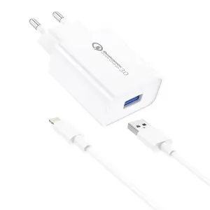 Síťová nabíječka Foneng EU13 + kabel USB na Lightning, 3A (bílá)