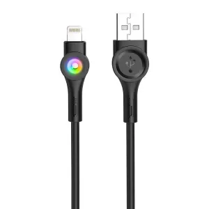 X59 Kabel USB na Lightning, Foneng LED, 3A, 1m (černý)