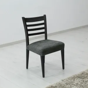 Potah elastický na sedák židle, komplet 2 ks Estivella odolný proti skvrnám, tmavě šedá