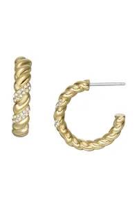 Fossil Elegantní pozlacené náušnice kruhy s krystaly Vintage Twist JF04170710