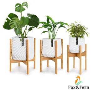 Fox & Fern Stojan na rostliny Zeist, sada 3 kusů, 2 výšky, kombinovatelný, zásuvkový design, přírodní barva