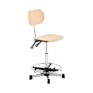 Dílenská židle 120 kg chrom, dřevo výška nastavitelná mezi 550–800 mm - Pracovní židle Fromm & Starck