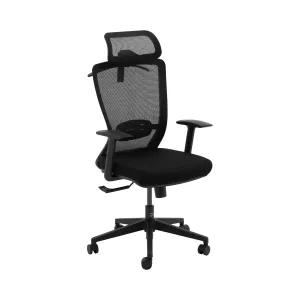 Kancelářská židle síťované opěradlo opěrka hlavy sedák 50 x 50 cm do 150 kg černá - Kancelářské židle Fromm & Starck