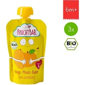 FruchtBar BIO ovocná kapsička s banánem, broskví a mangem 3× 100 g