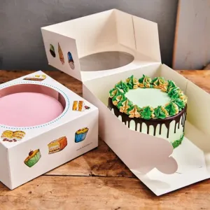 Funcakes Krabice na dort s potiskem koláčků 26 x 26 x 12 cm 2 ks