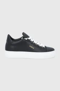 Kožené boty Furla Hikaia černá barva, na plochém podpatku #5088154
