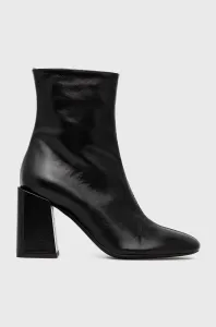 Kožené kotníkové boty Furla Block Boot dámské, černá barva, na podpatku, YD33FBK W36000 O6000 #2024757