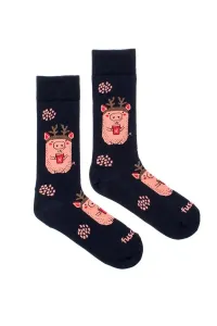 Černo-růžové ponožky Winter Pig #5698805