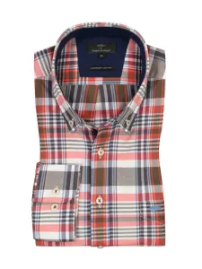 Nadměrná velikost: Fynch-Hatton, Košile s tartanovým vzorem, super jemná bavlna, náprsní kapsa Oranžový