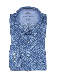 Nadměrná velikost: Fynch-Hatton, Lněná košile s celoplošným potiskem Modrá