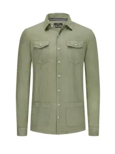 Nadměrná velikost: Fynch-Hatton, Lněná košile s náprsními kapsami Olive #4456904